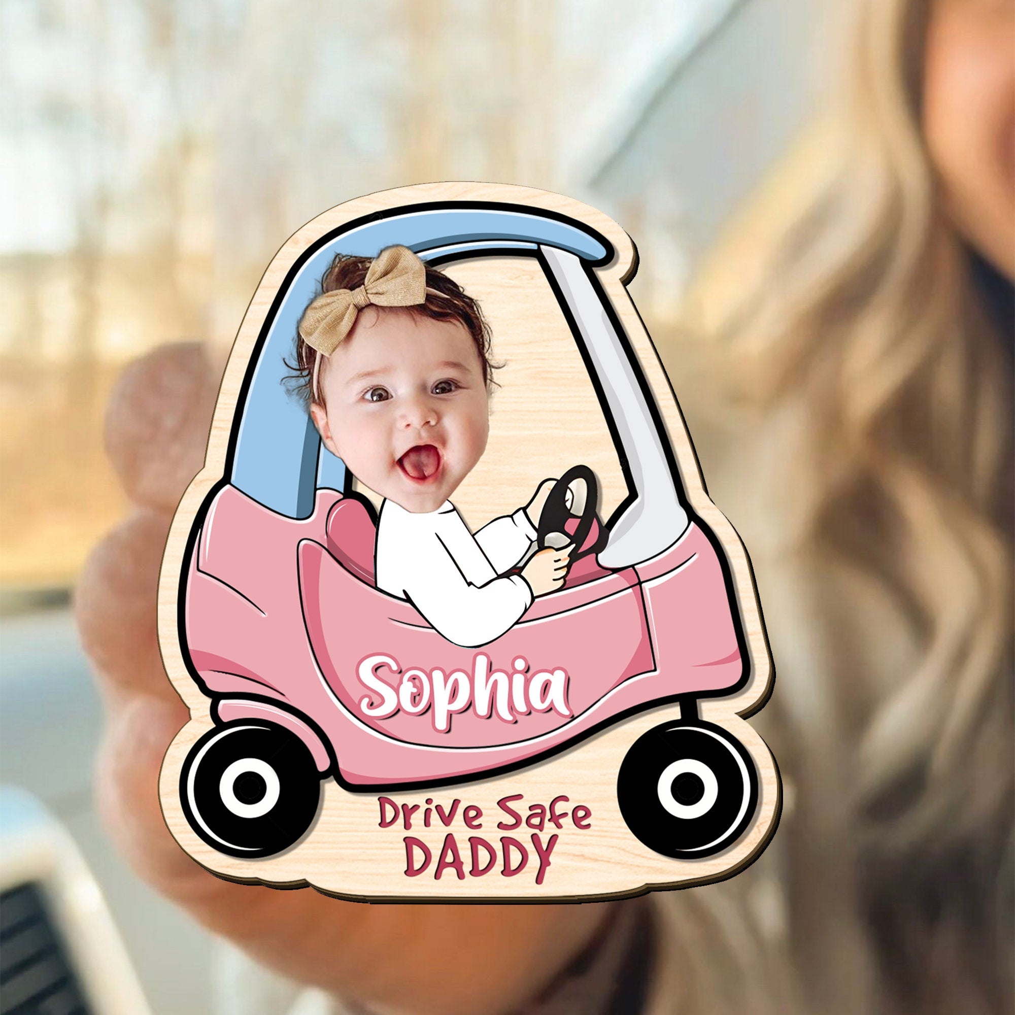 Drive Safe Daddy Gift - Custom Car Visor Clip Photo