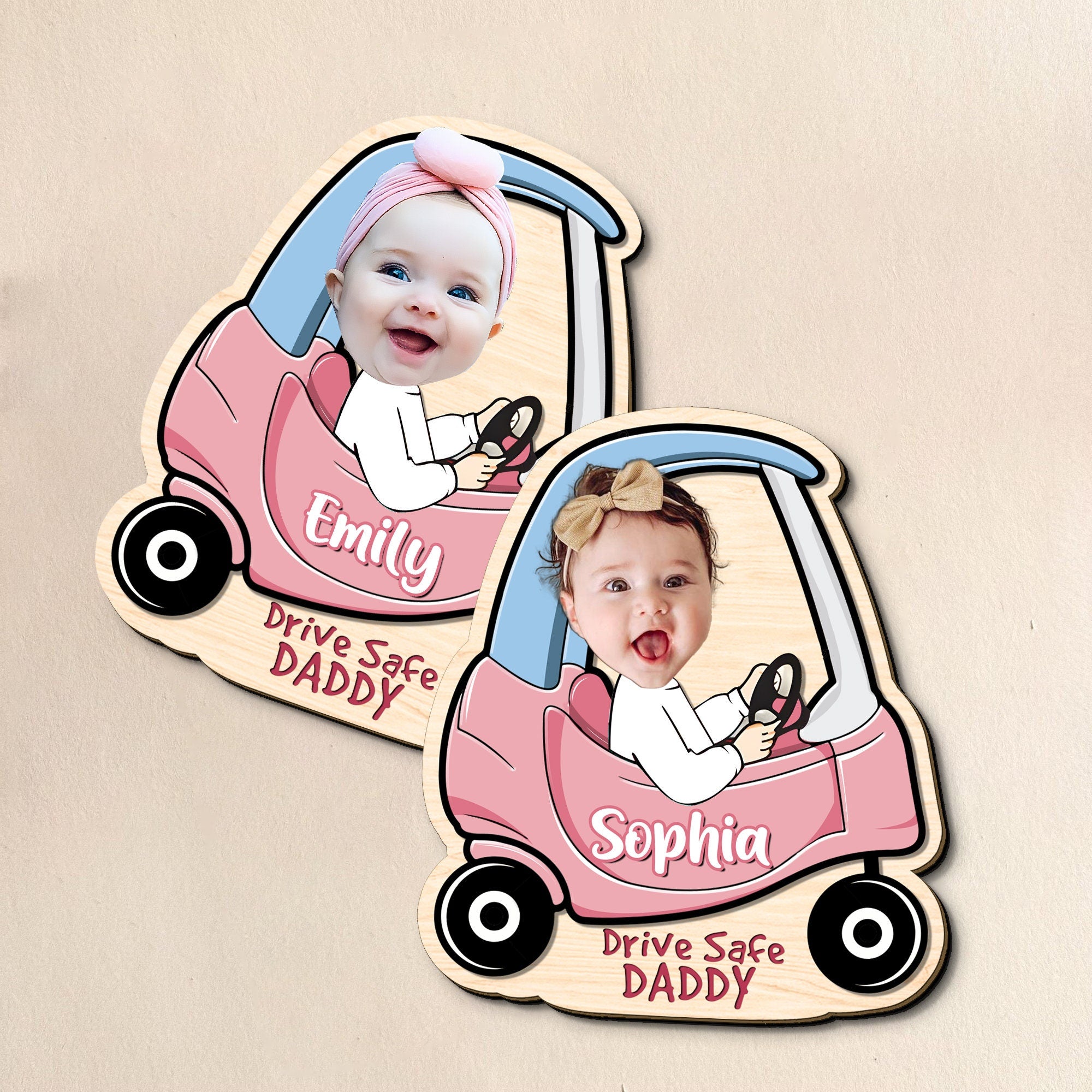 Drive Safe Daddy Gift - Custom Car Visor Clip Photo