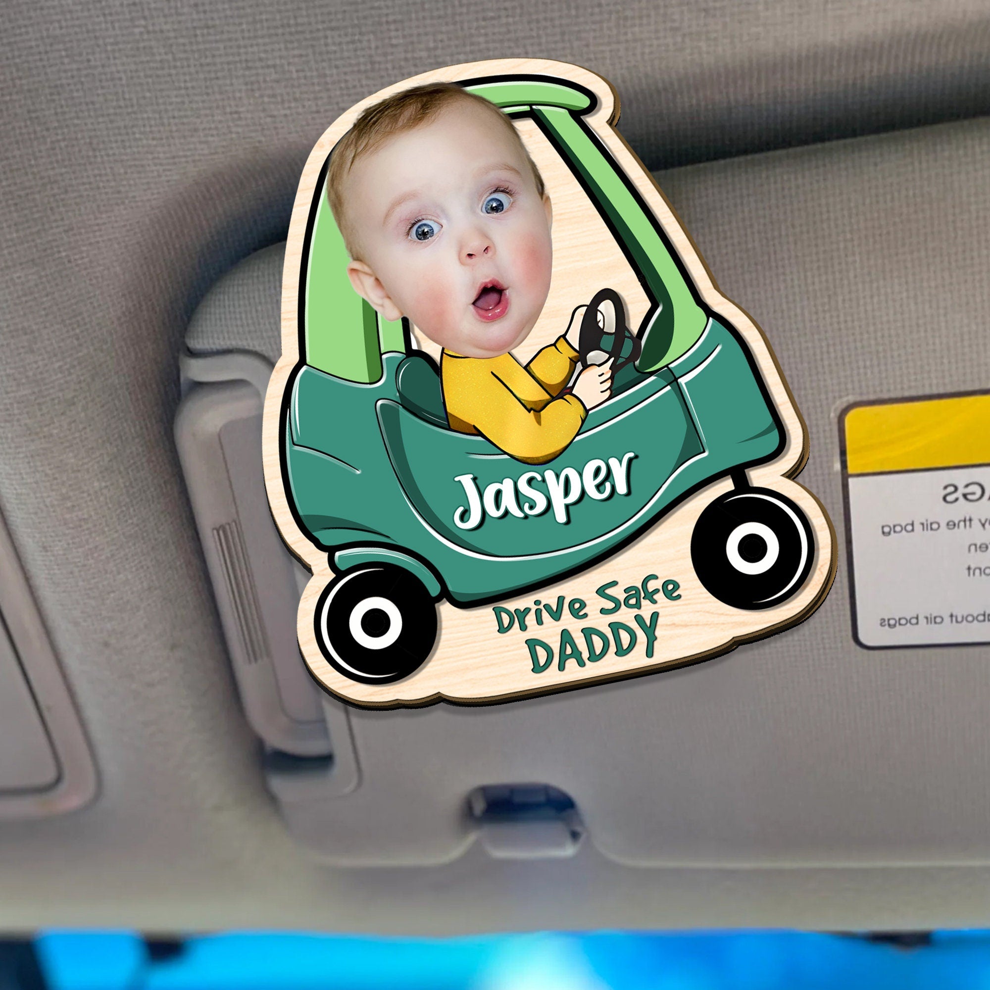 Drive Safe Daddy Gift - Custom Car Visor Clip Photo