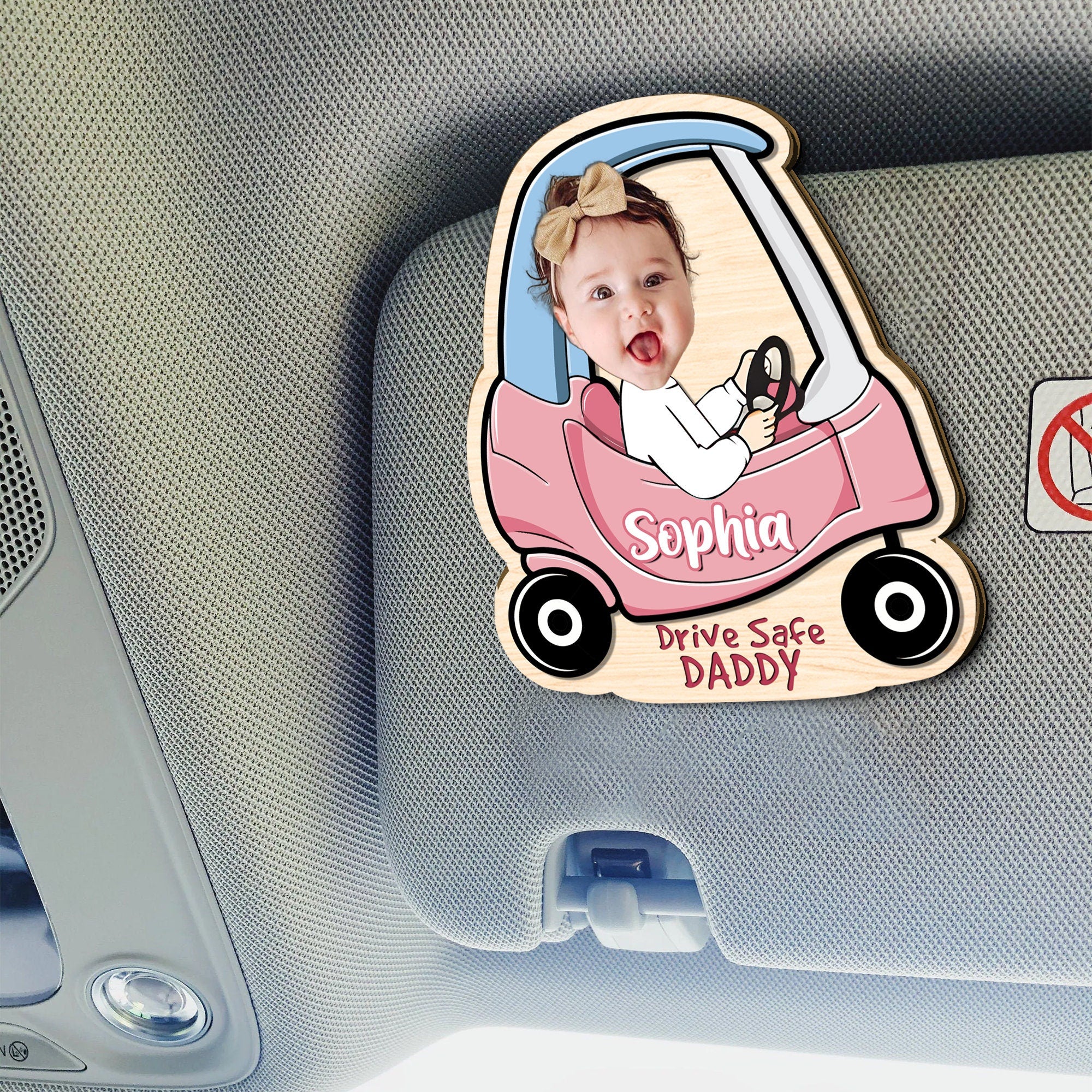Drive Safe Daddy Gift - Custom Car Visor Clip Photo