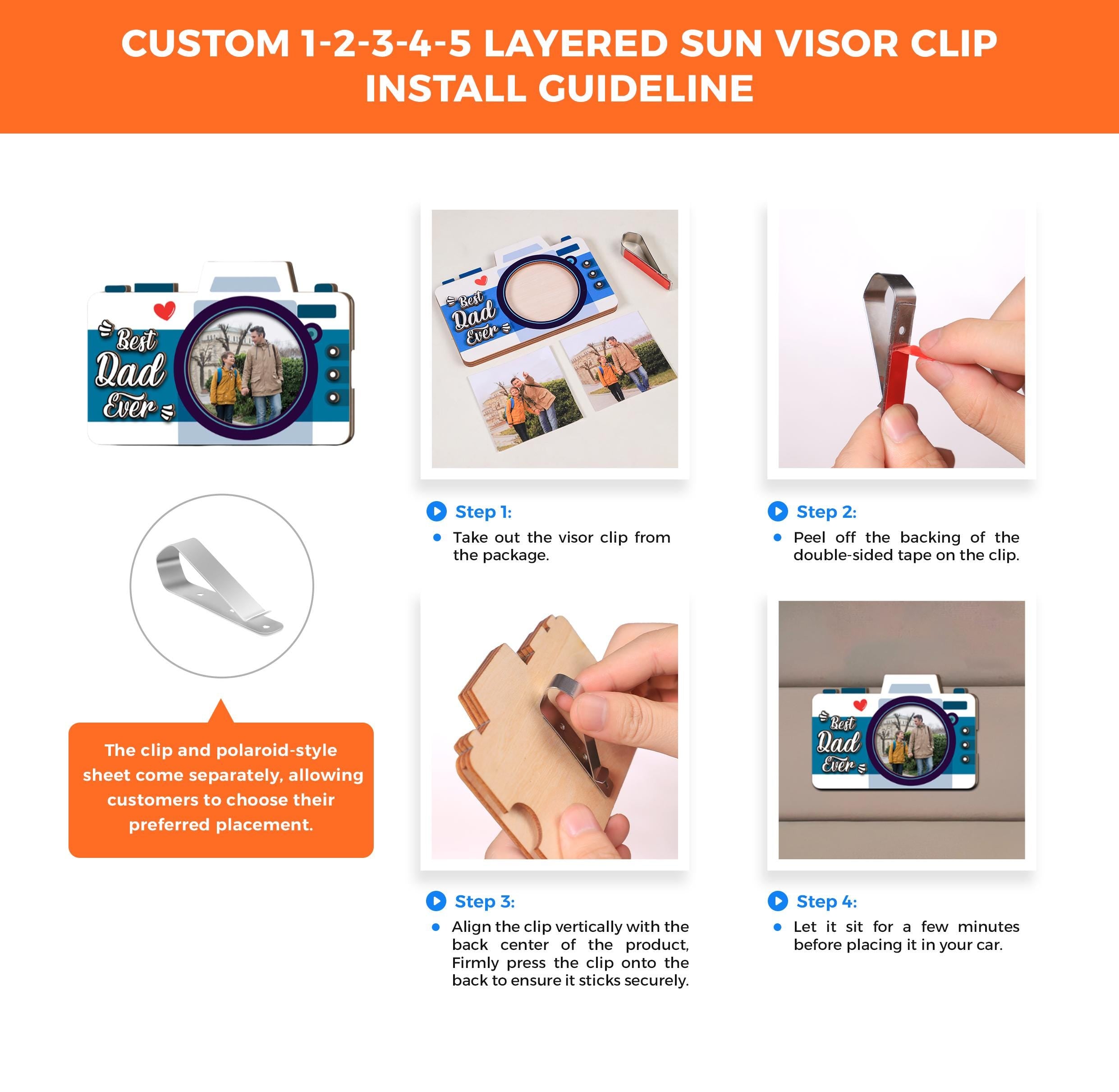 Custom Family Photo Car Visor Clip