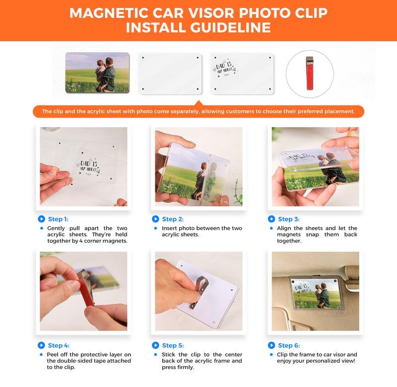 Custom Couple Photo Car Visor Clip