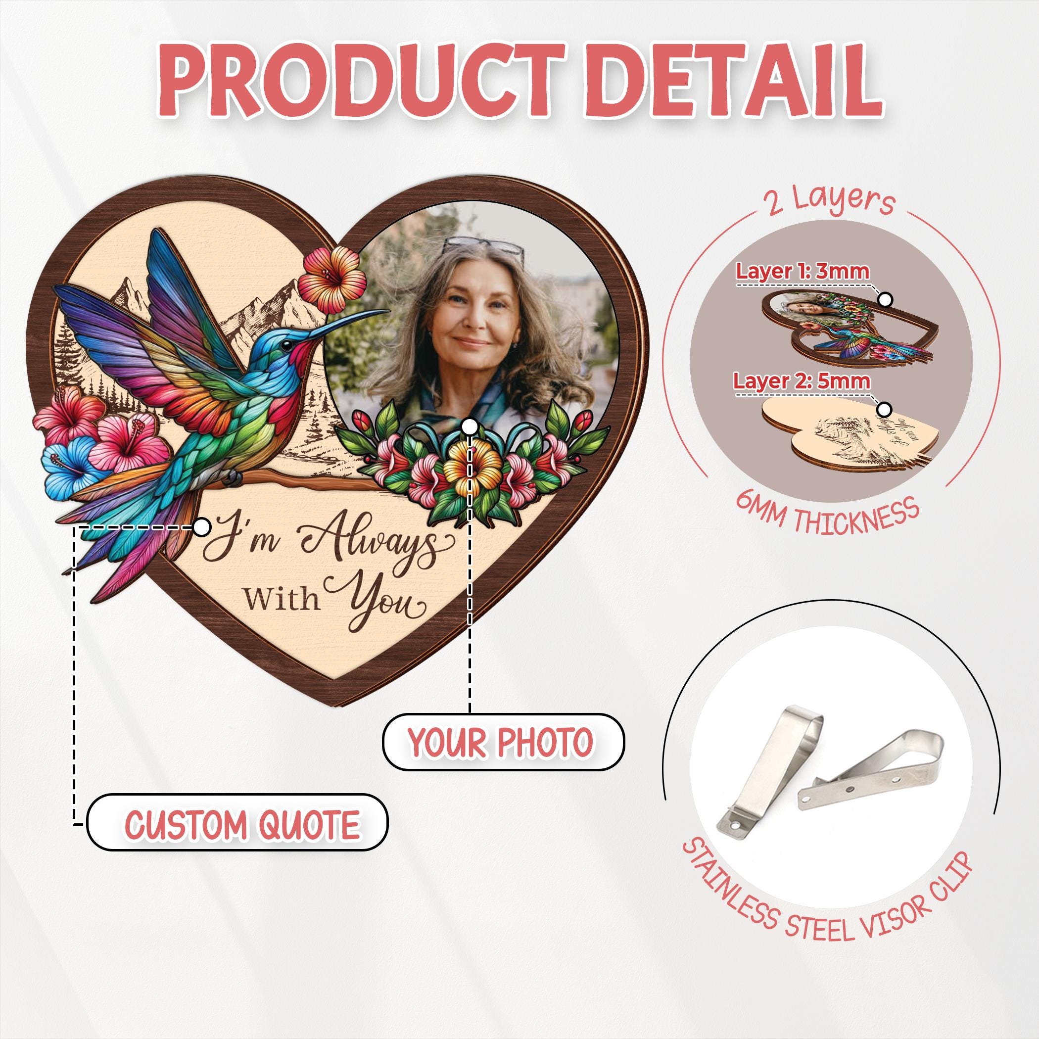 Personalized Memorial Photo Car Visor Clip