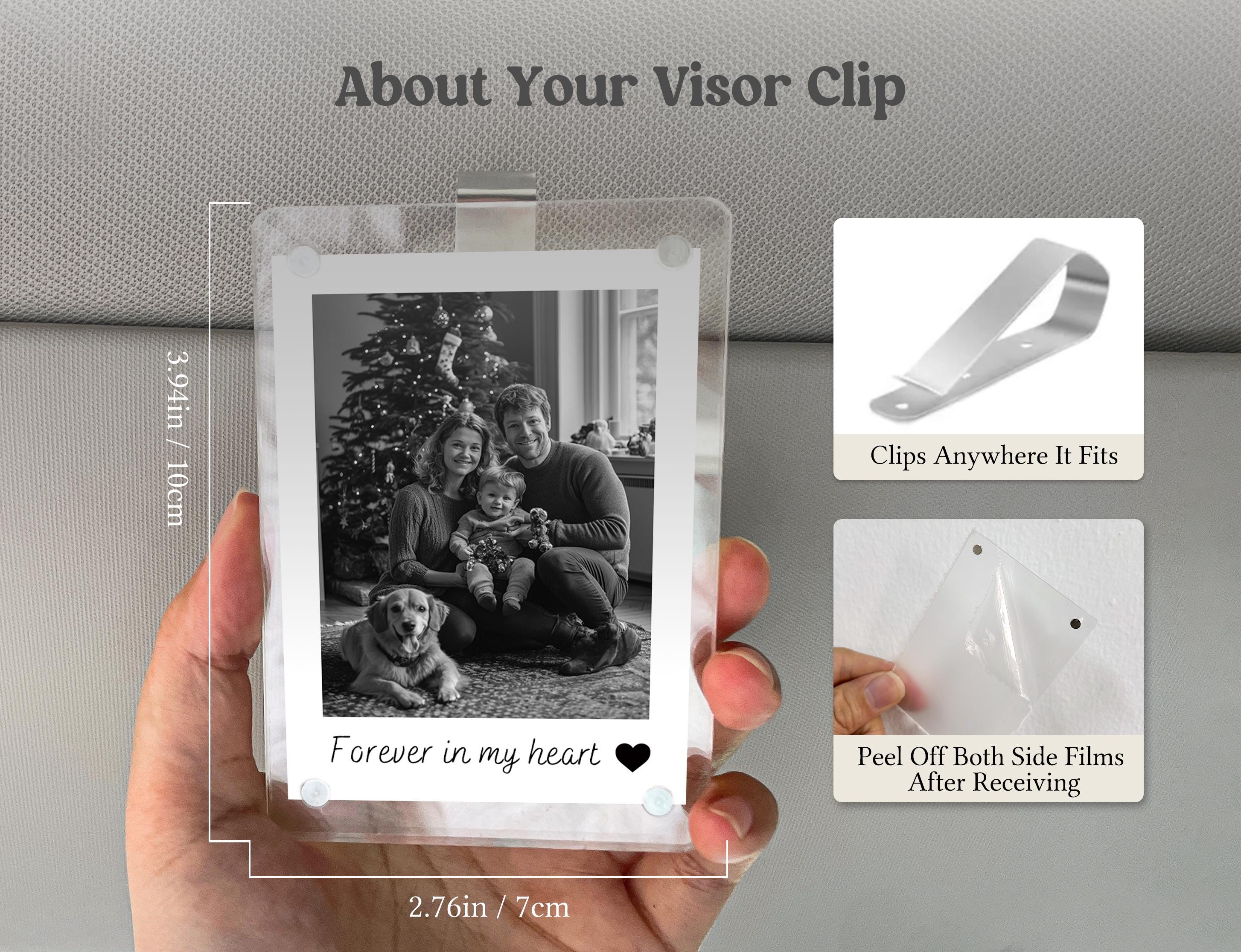 Sleek Acrylic Car Visor Photo Clip