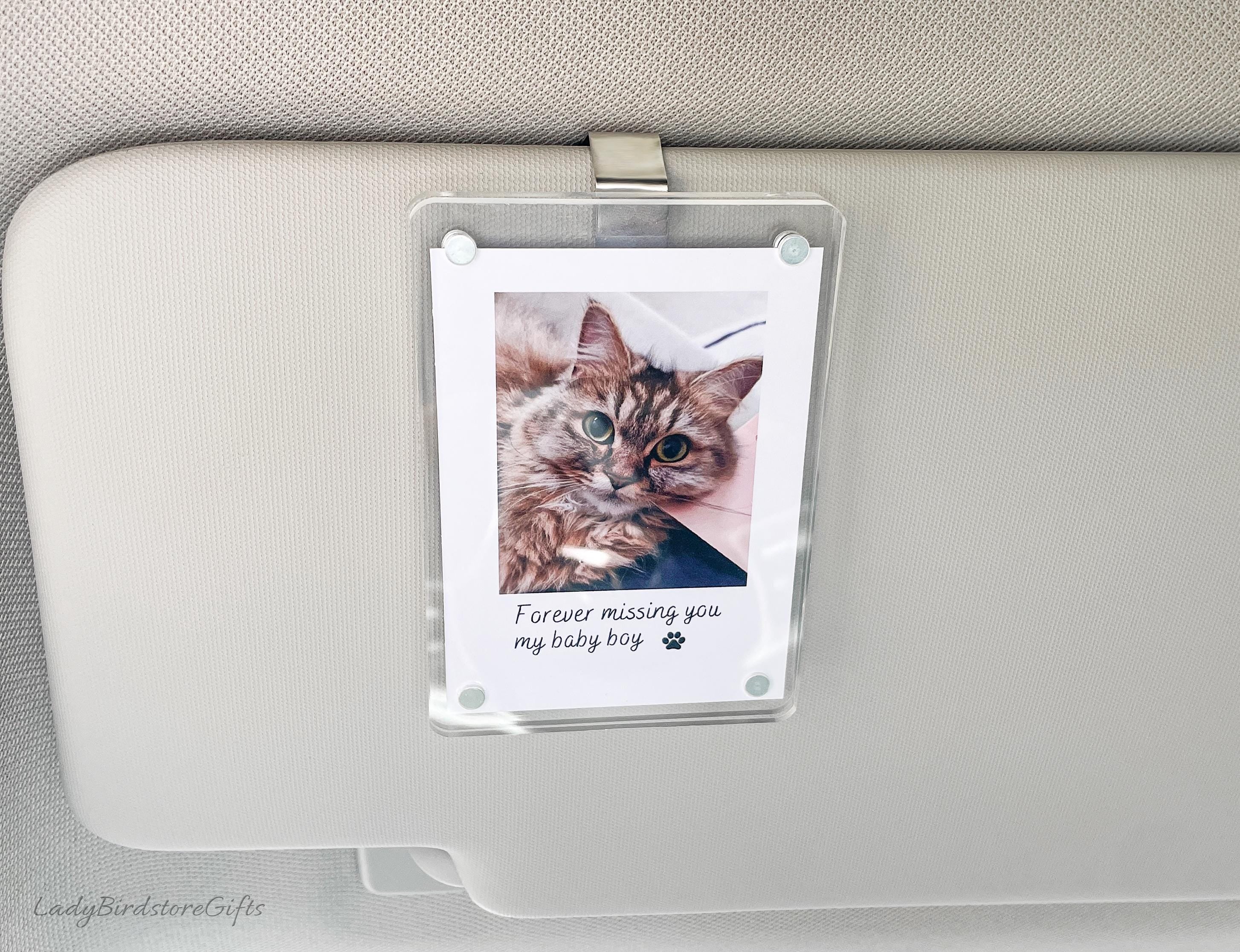 Sleek Acrylic Car Visor Photo Clip