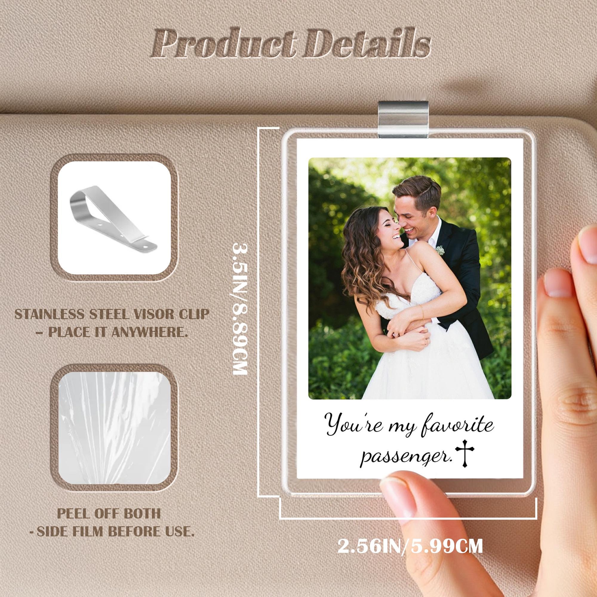 Custom Photo Car Visor Clip for Couple