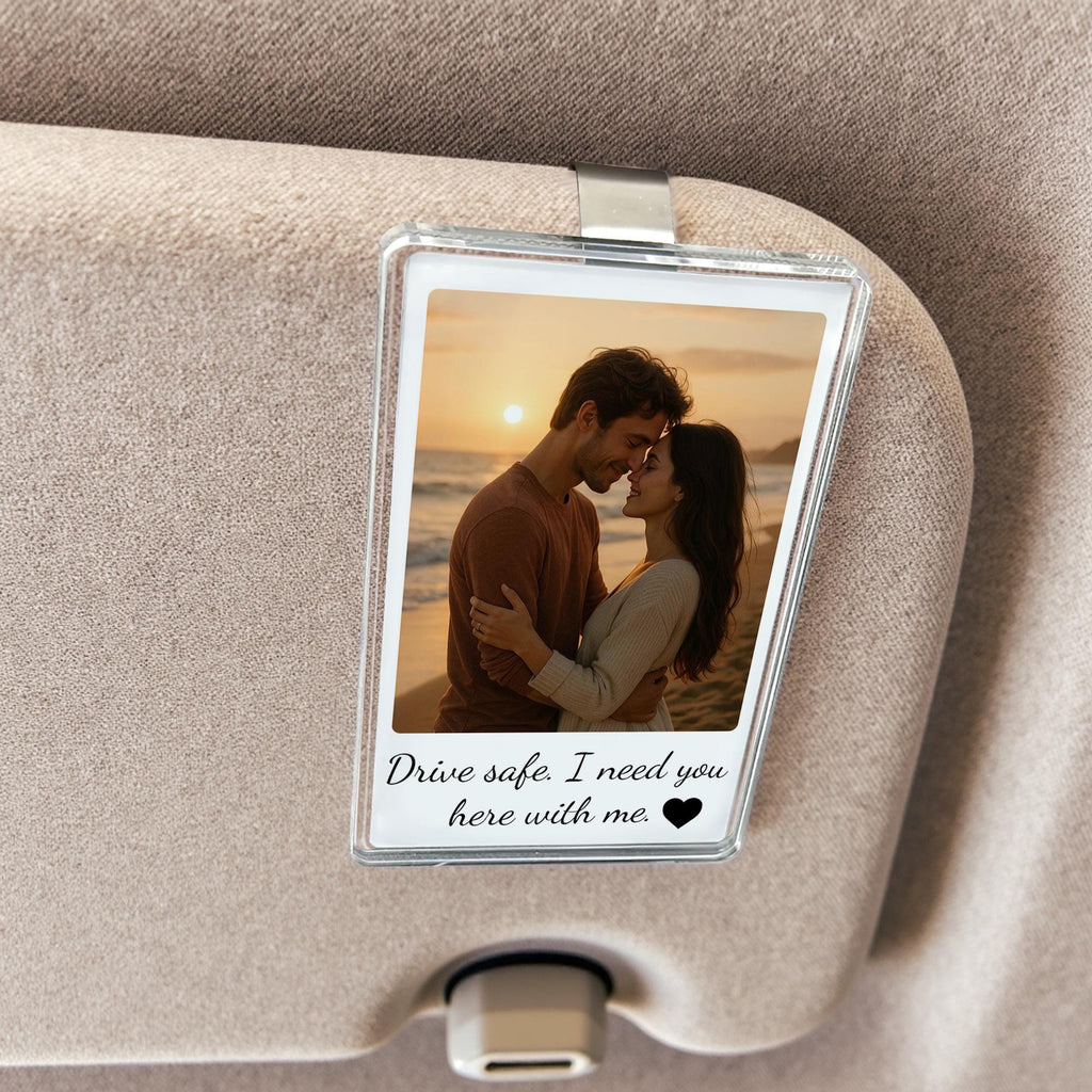 Custom Photo Car Visor Clip for Couple