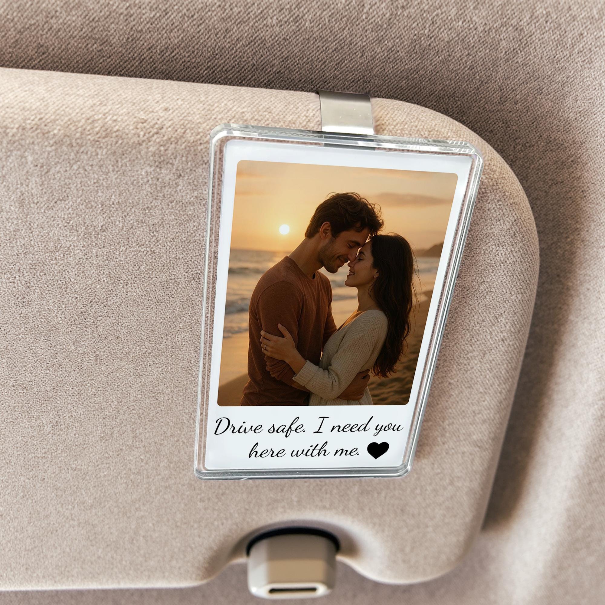 Custom Photo Car Visor Clip for Couple