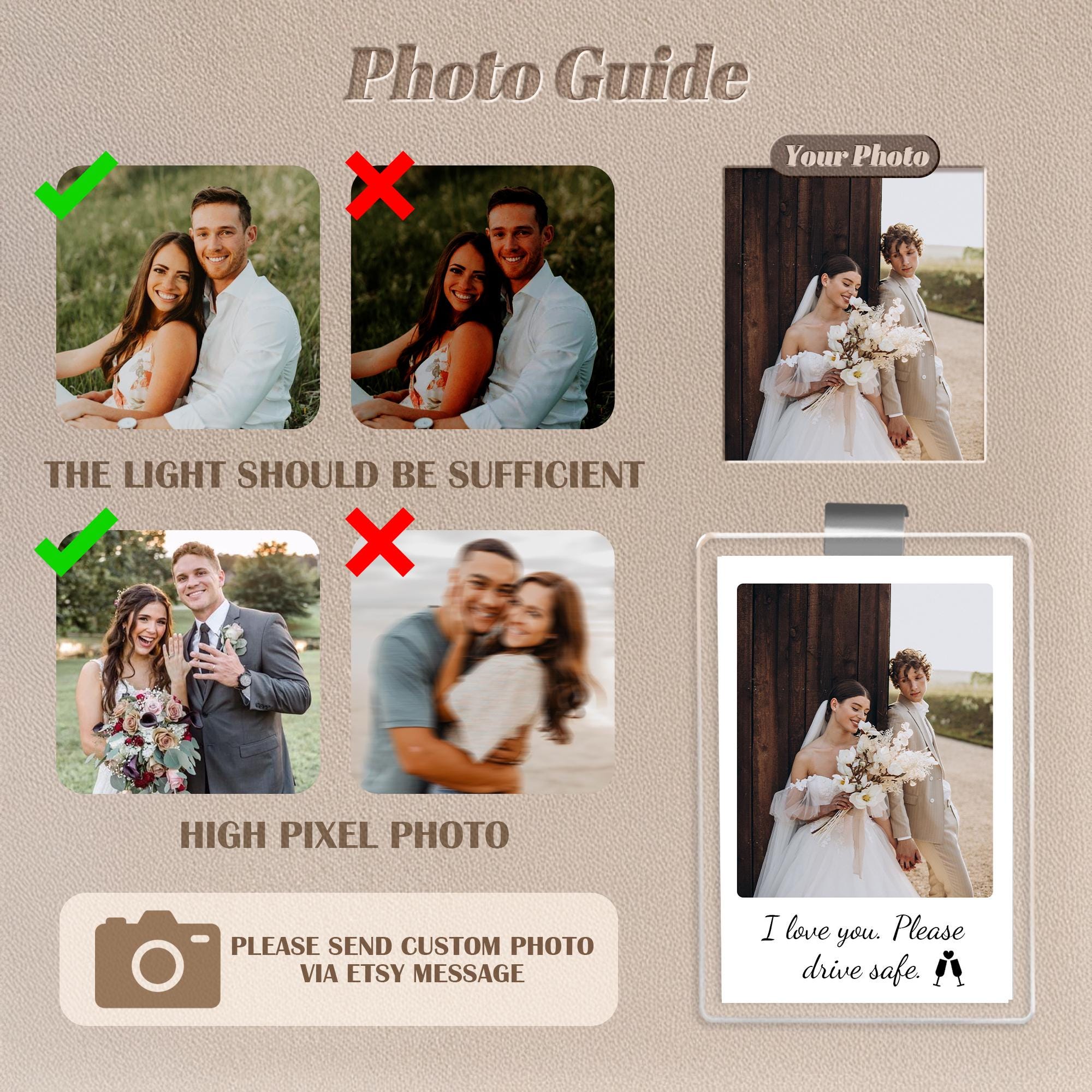 Custom Photo Car Visor Clip for Couple