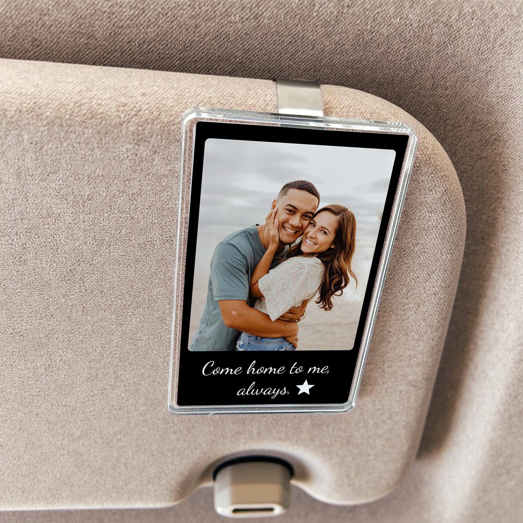 Custom Photo Car Visor Clip for Couple