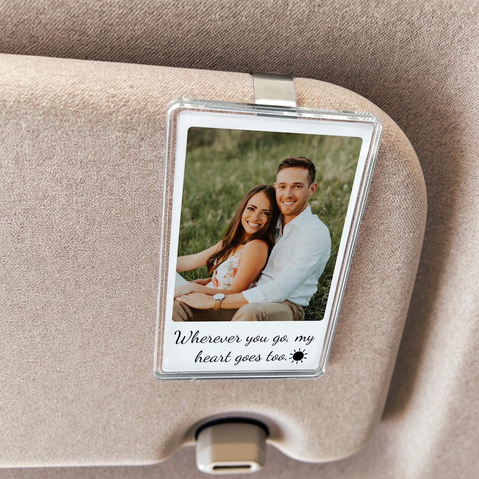 Custom Photo Car Visor Clip for Couple