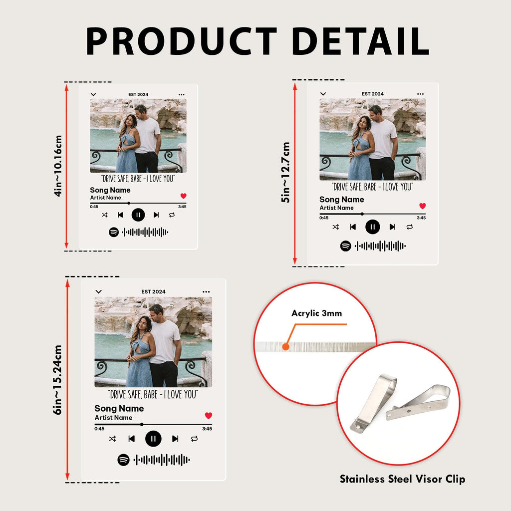 Custom Photo Music Car Visor Clip