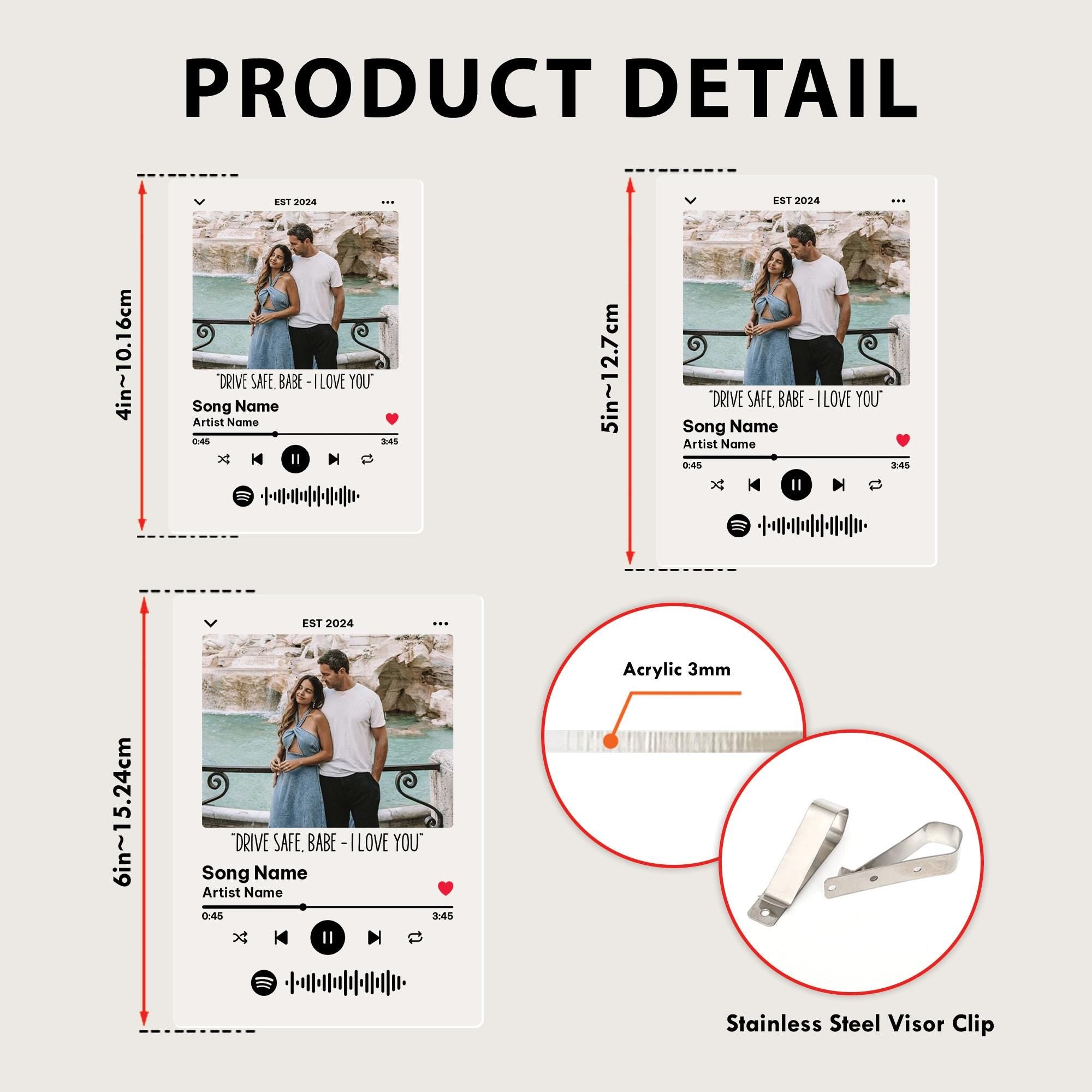 Custom Photo Music Car Visor Clip