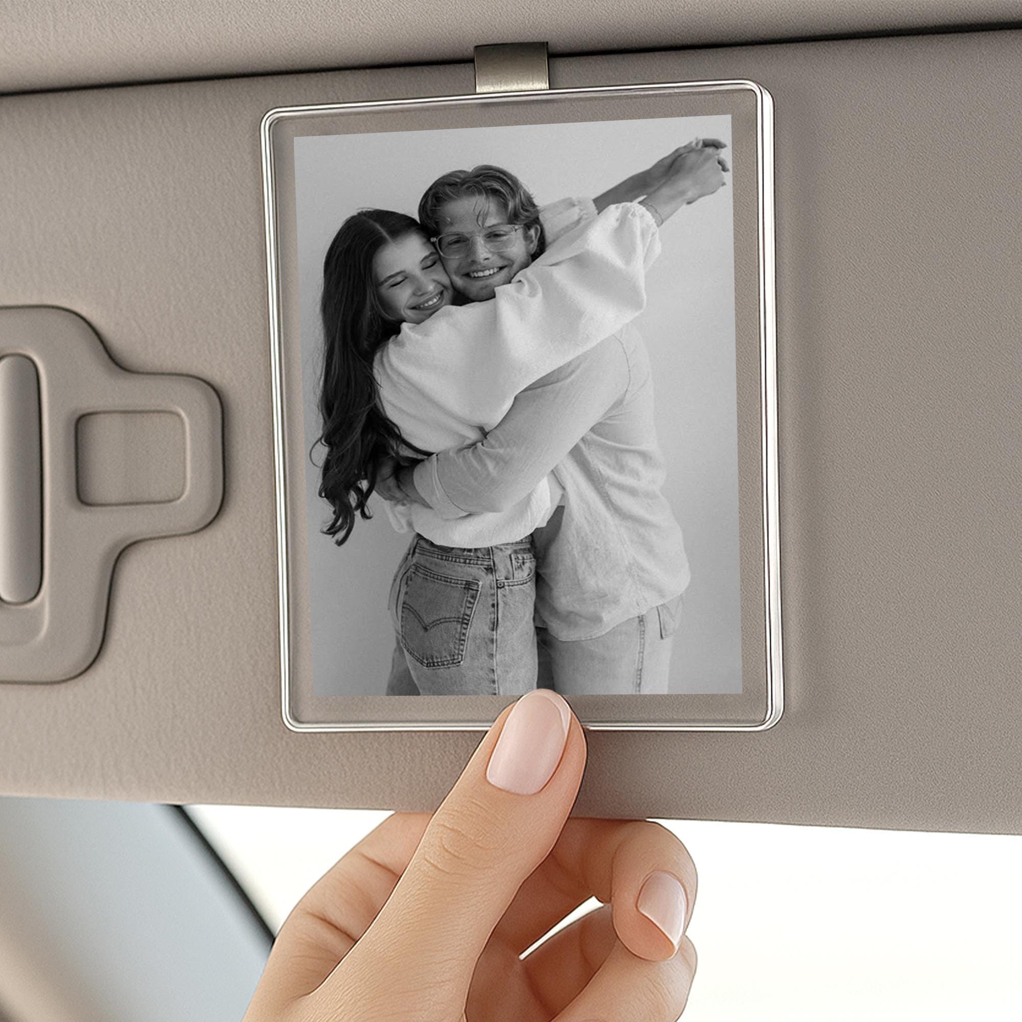 Custom Couple Photo Car Visor Clip